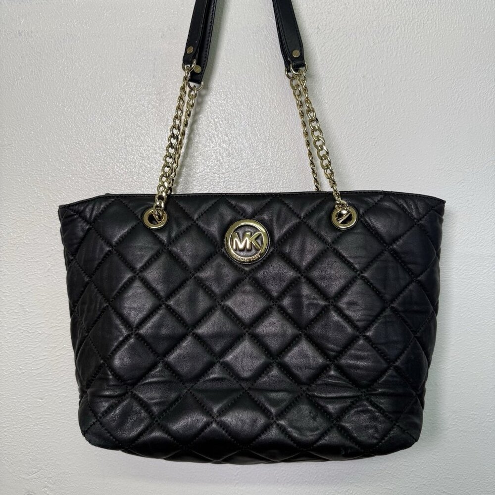 Michael Kors Fulton  Quilted Soft Luxury Leather Tote Bag Handbag Purse Classic - Picture 10 of 16